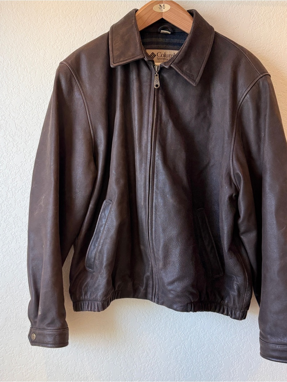 Columbia Brown Leather Bomber Jacket